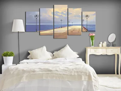 Produktbild von Akustikbild Landschaft Natur 200x100 cm Bilder Akustikschaum Hochleistungsschallabsorber Schallschutz Leinwand 5 tlg Wandbild Raumakustik Schalldämmung c-B-0116-b-m