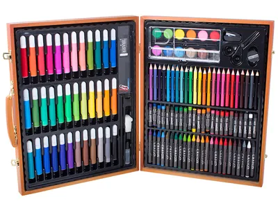 Imagen del producto de Verk 18231: Set completo para pintores, con 150 piezas, en estuche de madera