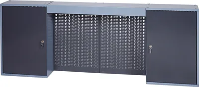 Immagine prodotto di Armadio portautensili H600xL1600xP200mm argento antracite.4 pannelli posteriori forati, 2 porte