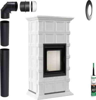 Immagine prodotto di KRATKI stufa in maiolica NADIA 7kW Ø200 in legno bianco a libera installazione con accessori