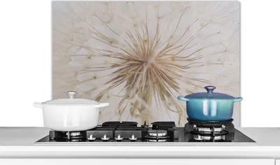 Obrázek produktu pro KitchenYeah® Odstřikovač do kuchyně - Odstřikovač do kuchyně - Ochrana stěny sporáku a dřezu - Květiny - Pampeliška - Design 90x60 - Alu-Dibond (alternativa ke skleněnému odstřikovači) - Tepelně odolný - Odstřikovač na sporák