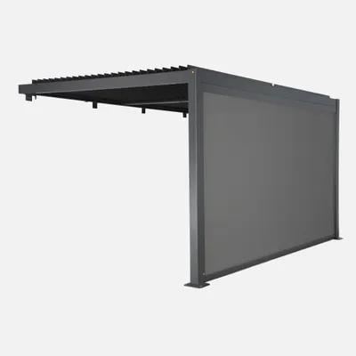 Immagine prodotto di Pergola bioclimatica in alluminio addossata 4x3m + 1 tenda 4m , Antracite