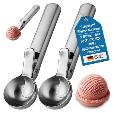 Produktbild von Eisportionierer 2er Set Eislöffel mit Auswerfer Eiscreme Eis Speiseeis Löffel