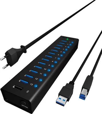 Immagine prodotto di Hub 13-Port IcyBox USB 3.0 IB-AC6113 mit USB Ladeanschluss