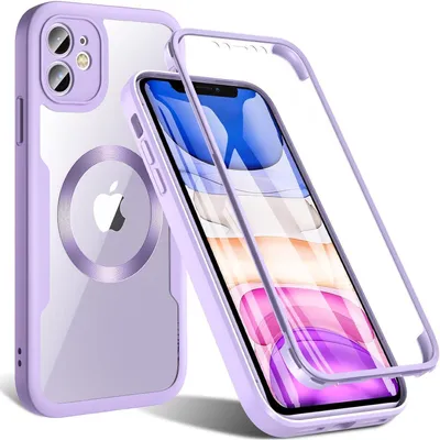 Image de Coque MagSafe pour iPhone 11, protection à 360°, antichoc, violet