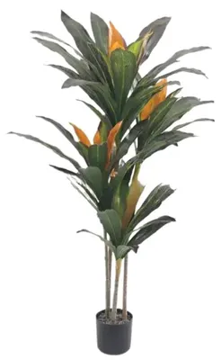 Zdjęcie produktu dla Sztuczna Dracena - roślina ozdobna w doniczce - tropikalna plastikowa roślina, 105 cm - duża dekoracyjna roślina do wnętrz - idealna do salonu - jasnozielona