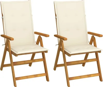 Image de Chaises inclinables de jardin lot de 2 et coussins Bois acacia