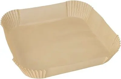 Produktbild von 100x Backpapierzuschnitte für Heißluftfritteusen Mikrowelle Backofen 23 x 23 x 4,5cm braun