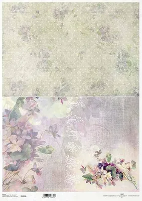 Immagine prodotto di ITD carta di riso per decoupage A3 fiori, violette, punti 1019L