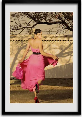 Produktbild von Bild - Bilderrahmen - 50 cm x 70 cm - MDF - Rahmen - Wandkunst Frau im Rosa