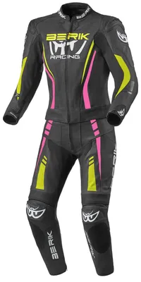 Produktbild von Berik Monles 2-Teiler Damen Motorrad Lederkombi, schwarz/pink/gelb, 50