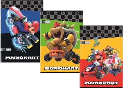 Zdjęcie produktu dla Notatnik A4 Super Mario Mariokart czerwony, 40 kartek, asortyment, 3 rodzaje