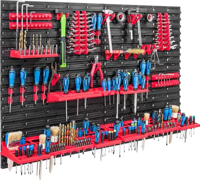 Produktbild von Lagersystem Werkstattregal | 115 x 39 cm | | Wandregal mit Werkzeughalterungen - Wandplatten Extra Starke Schüttenregal Warkzeuglochwand Lagerregal Garage Regal