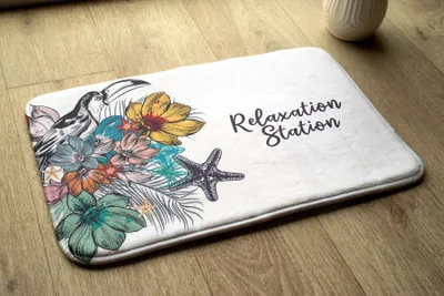 Produktbild von Badteppich Saugfähige - Badezimmer Teppich - Rutschfester Badvorleger Badematte - 90x60 cm - Vögel Blumen