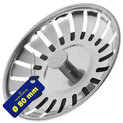 Zdjęcie produktu dla Koszyczek do zlewu kuchennego, średnica 80 mm, sitko odpływowe, stal nierdzewna