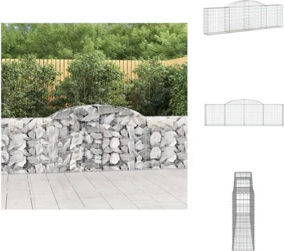 Produktbild von vidaXL Gabione mit Hochbogen 300x30x80/100 cm Verzinktes Eisen -  Blumentöpfe & Pflanzgefäße