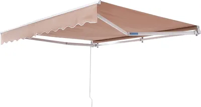 Zdjęcie produktu dla SucceBuy 12 x 10 ft Ręcznie wysuwana markiza, zewnętrzna osłona przeciwsłoneczna patio, wodoodporna markiza poliestrowa z korbą na podwórko i balkon
