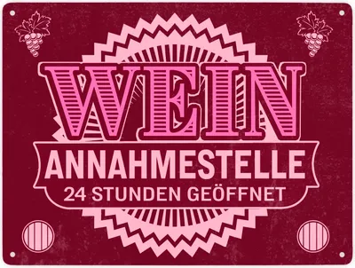 Produktbild von Metallschild XXL in 28x38 cm Wein Annahmestelle mit Weinmotiv und Spruch für