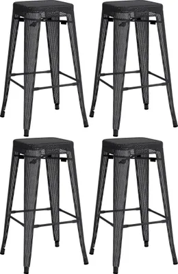 Produktbild von CLP 4er Set Metall Barhocker Fletcher stapelbar schwarz