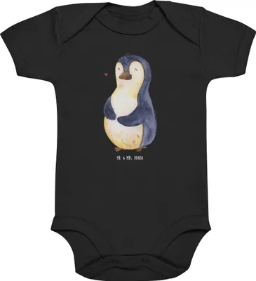 Produktbild von Mr. & Mrs. Panda babykleidung body Pinguin Diät 12. - 18. Monat - Schwarz - Geschenk, Babybody, Einteiler, Strampler Baby, strampelanzug, Abnehmen, Selbstliebe