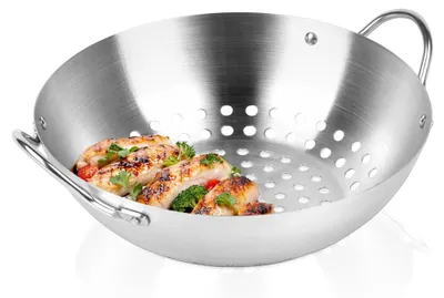 Image de Vilde | Panier de barbecue rond en inox Ø 20,5 cm - Panier à légumes perforé pour grillades