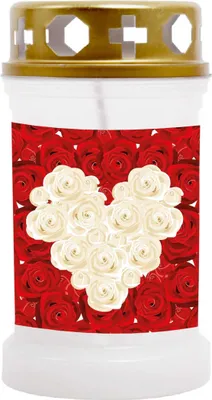 Image de Bougie funéraire Blanc 40h ( couvercle or ) - Rose coeur