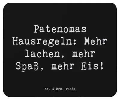 Produktbild von Mr. & Mrs. Panda Mauspad Spruch Patenoma Hausregeln - Schwarz - Geschenk, Jubiläen, Mouse Pad, laptop mousepad, Patenschaft, pc mausunterlage, computer, Lachen, Spaß