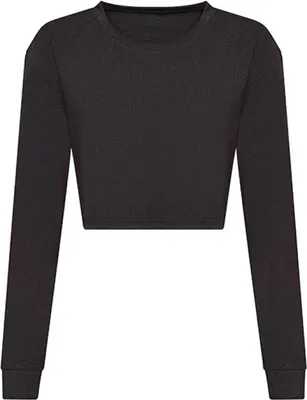 Produktbild von Just Ts JT016 | WomenŽs Long Sleeve Cropped T-Shirt - Farbe: Heather Black - Größe: L