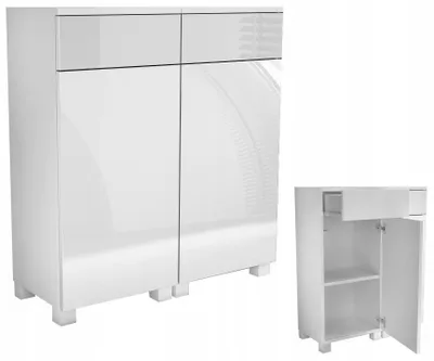 Zdjęcie produktu dla komoda do łazienki 80 80cm (40+40) stojąca wisząca nowoczesna biały połysk