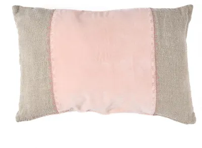 Immagine prodotto di Bazar Bizar Copricuscino in lino e velluto marrone e rosa 30x50x2 cm