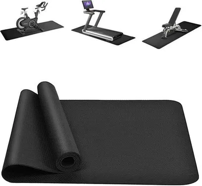 Productafbeelding van Fitnessmat Voor Trainingsapparaten - 60 X 180 Cm Zwart - 0,4 Cm Dikte - NBR Materiaal - Vloerbeschermingsmat