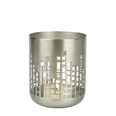 Produktbild von Lambert Varosi Windlicht Eisen, matt nickel H 10 cm D 8 cm 41232