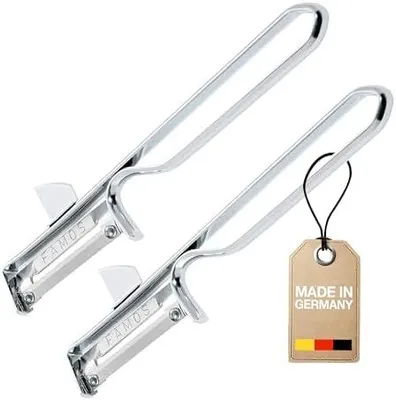 Produktbild von 2 Universal-Sparschäler/Pendelschäler mit geschärftem Ausstecher, Edelstklinge, Famos, Metall/Verchromt, 106122E4