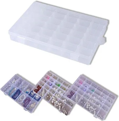 Zdjęcie produktu dla Przezroczyste plastikowe pudełko do przechowywania biżuterii, 108 x 68 x 16 cali
