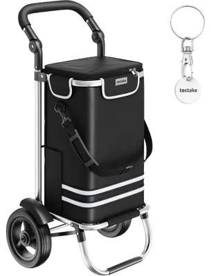Obrázek produktu pro Skládací nákupní vozík 3 v 1 značky tectake s chladicí taškou, taškou přes rameno a ručním vozíkem, objem 56 l, hliníkový rám, profilová kolečka, velký úložný prostor,