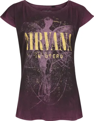 Produktbild von Nirvana T-Shirt Damen In Utero Dye weinrot Band-Merch, Bands 100% Baumwolle XL