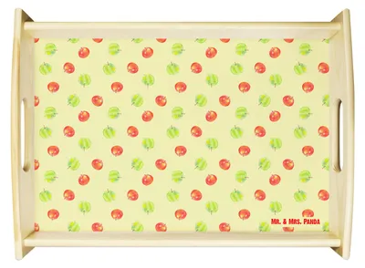 Produktbild von Mr. & Mrs. Panda Tablett Apfel Traum - Gelb - Geschenk, Serviertablett, aus holz, Deko, sofatablett, Muster