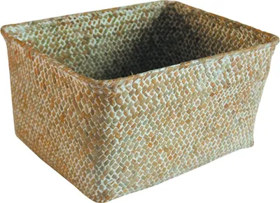Image de Panier en jonc de mer rectangle, naturel, Panama