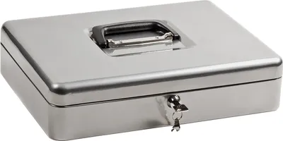 Produktbild von ProfiOffice Geldkassette aus Stahl | abschließbar | Münzgeld-Einsatz herausnehmbar | 37 x 28 x 9 cm | Kasse mit 2 Schlüsseln | Trinkgeldkasse