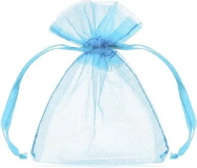 Produktbild von 10 Azurblaue Organza Beutel Pearl 7,5 x 10cm