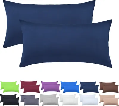 Produktbild von 2er Set Kissenbezüge Kissenhüllen 100% Baumwolle 40x60 cm Navy blau