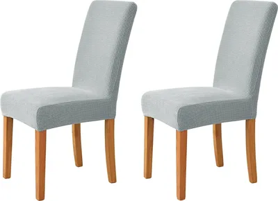 Immagine prodotto di Copri sedie elasticizzati, morbidi, antiscivolo, per sedie da sala da pranzo e per banchetti, set da 2, grigio chiaro