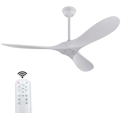 Produktbild von AIORBER Deckenventilator ohne Licht mit Fernbedienung, 60 Zoll, leiser DC-Motor, 6 Stufen, Speicherfunktion, 3 ABS-Flügel, Weiss