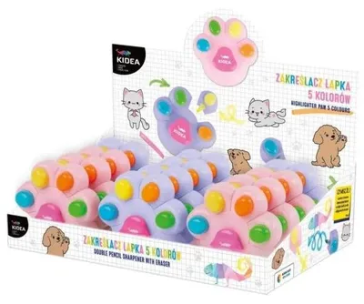 Obrázok produktu pre Zvýrazňovač Łapka, 5 farieb, KIDEA – DERFORM
