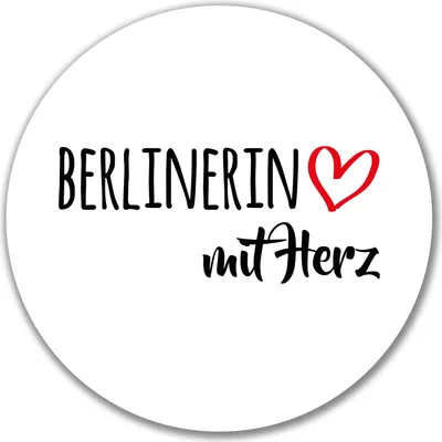 Produktbild von Huuraa Aufkleber Berlinerin mit Herz 10cm rund Sticker Geschenkidee