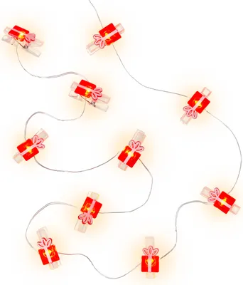 Produktbild von GOOBAY LED-Fotoclips-Lichterkette "Geschenk", Timerfunktion, 10 LEDs, 140 cm