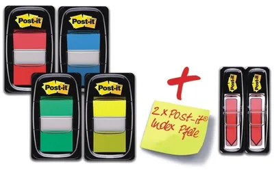 Produktbild von Post-It 7100238445, Blau, Grün, Rot, Gelb, 25,4 mm, 43,2 mm