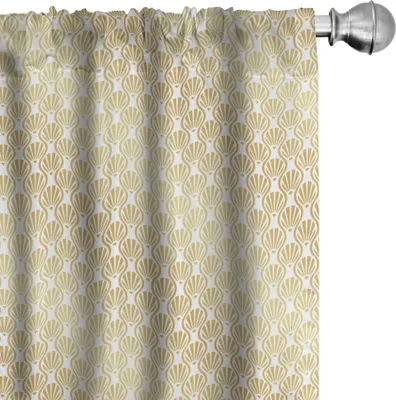 Zdjęcie produktu dla ABAKUHAUS Abstrakcyjne zasłony, firanki, wzór muszelkowy w stylu wiktoriańskim, barokowym, retro, renesansowym, 2 sztuki 75 x 225 cm, jasnobrązowy biały