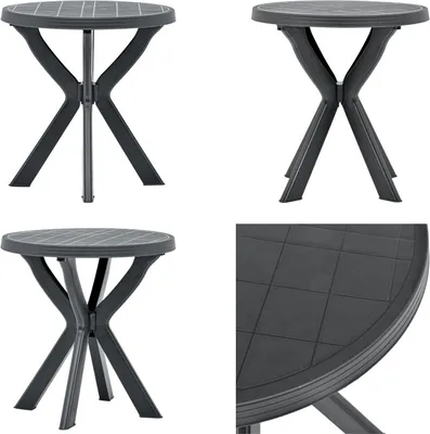 Imagen del producto de vidaXL Mesa bistró, color antracita, diámetro 70 cm, de plástico. Mesa de jardín. Mesas de jardín. Mesa bistró. Mesas bistró