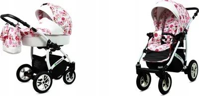 Produktbild von BabyLux® Tropical | 2in1 Kinderwagen Set | Hibiscus | Kombikinderwagen | Kinderwagenset | Buggy